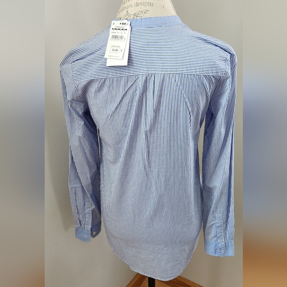 SPRINGFIELD blue striped button down women's shirt with standing collar- S (36) - Picture 2 of 9